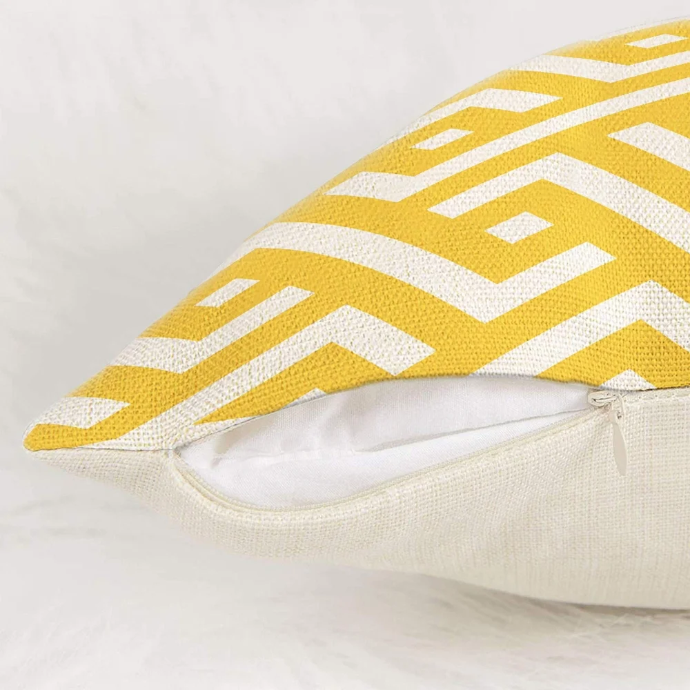 Decorative Throw Pillow Covers Yellow|Grey